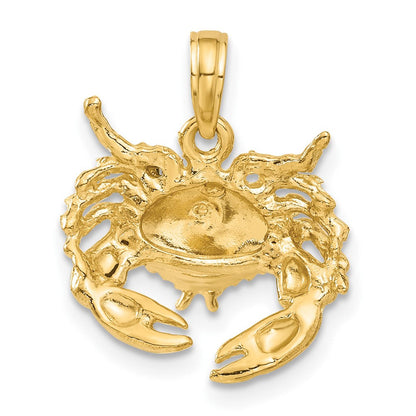 14K Gelbgold polierter offener Krabben-Anhänger
