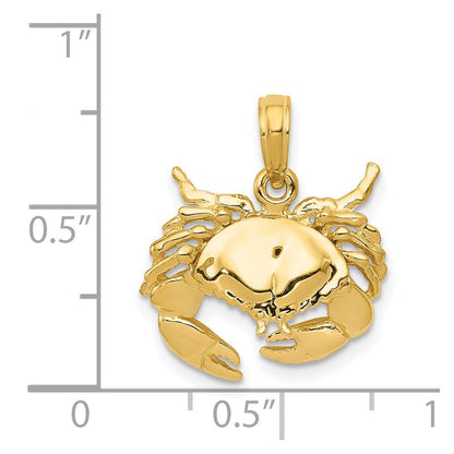 14K Gelbgold polierter offener Krabben-Anhänger