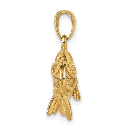 14K Gelbgold Poliert 3-D Garnelen-Anhänger