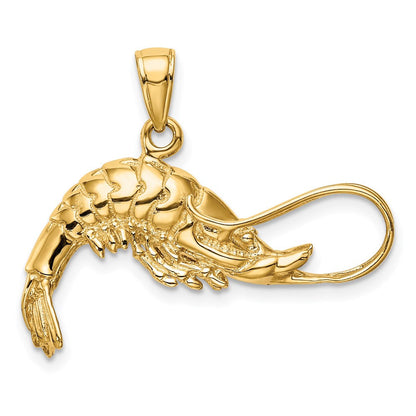 14K Gelbgold Poliert 3-D Garnelen-Anhänger