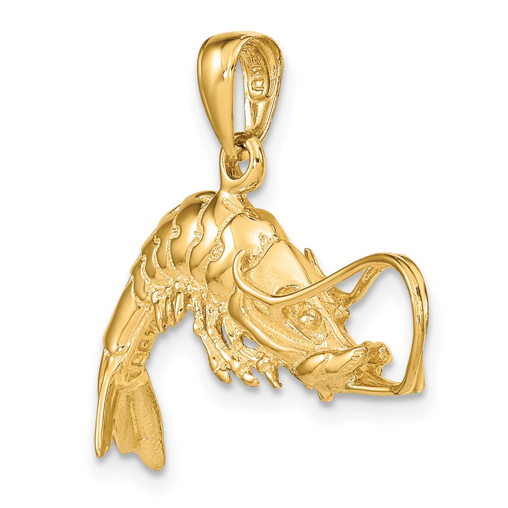 14K Gelbgold Poliert 3-D Garnelen-Anhänger