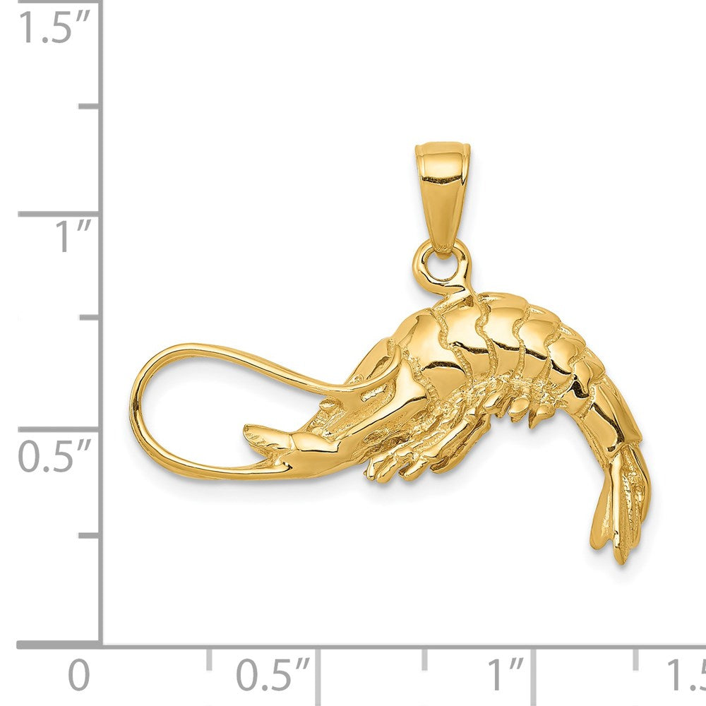 14K Gelbgold Poliert 3-D Garnelen-Anhänger