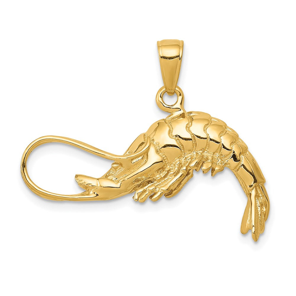 14K Gelbgold Poliert 3-D Garnelen-Anhänger