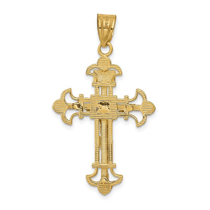 14K Gelbgold INRI Fleur-de-Lis Kruzifix-Anhänger
