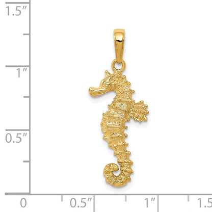 14K Gelbgold Poliert Offen-backed Seepferdchen Anhänger