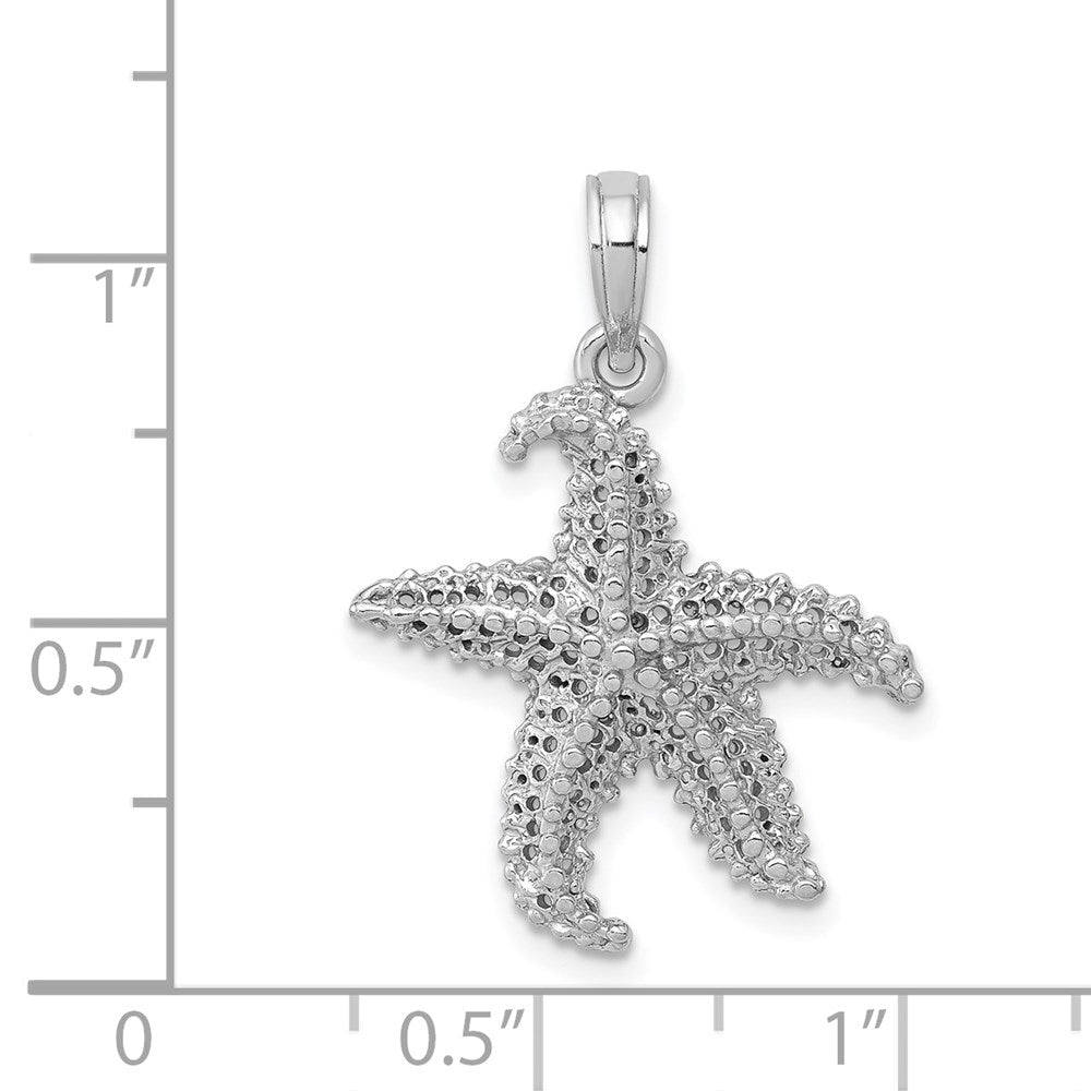 14K Weißgold Polierter Offener Seestern-Anhänger