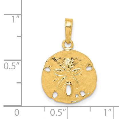 14K Gelbgold Polierter Sanddollar-Anhänger