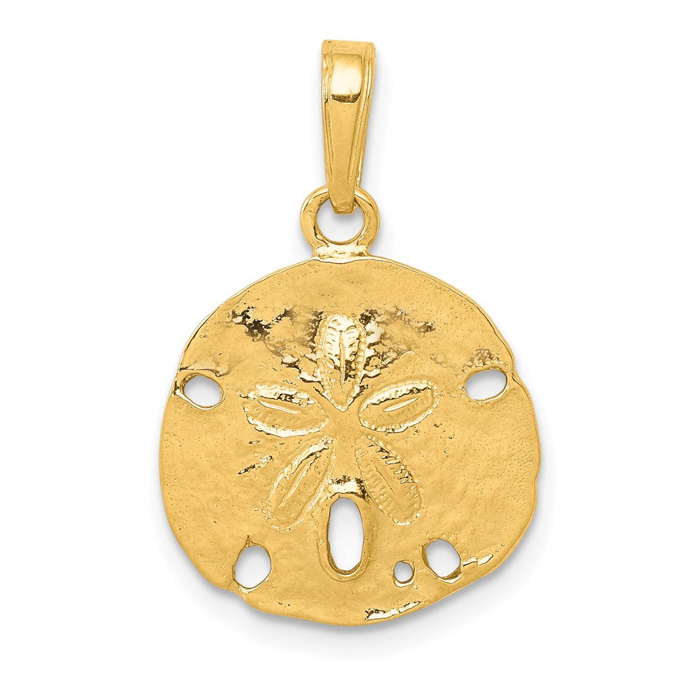 14K Gelbgold Polierter Sanddollar-Anhänger