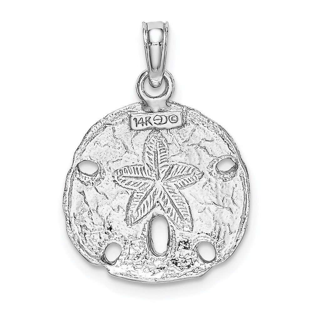 14K Weißgold Polierter Sanddollar-Anhänger