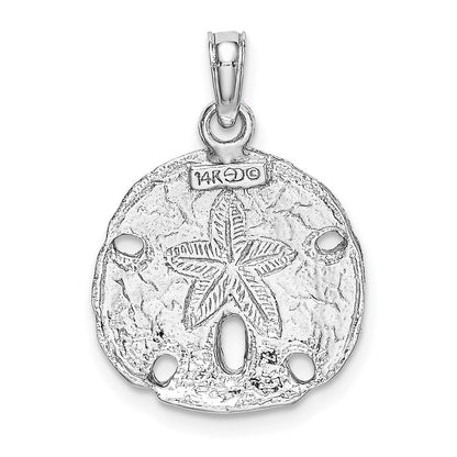 14K Weißgold Polierter Sanddollar-Anhänger