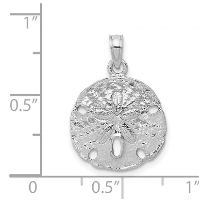 14K Weißgold Polierter Sanddollar-Anhänger
