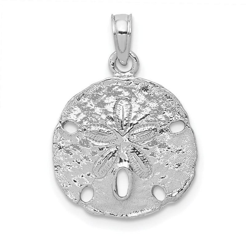 14K Weißgold Polierter Sanddollar-Anhänger