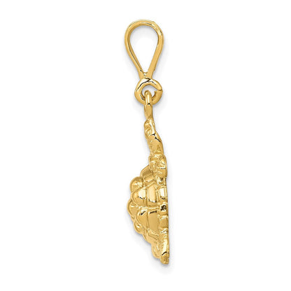 14K Gelbgold massiver, polierter Schildkröten-Charm mit offener Rückseite