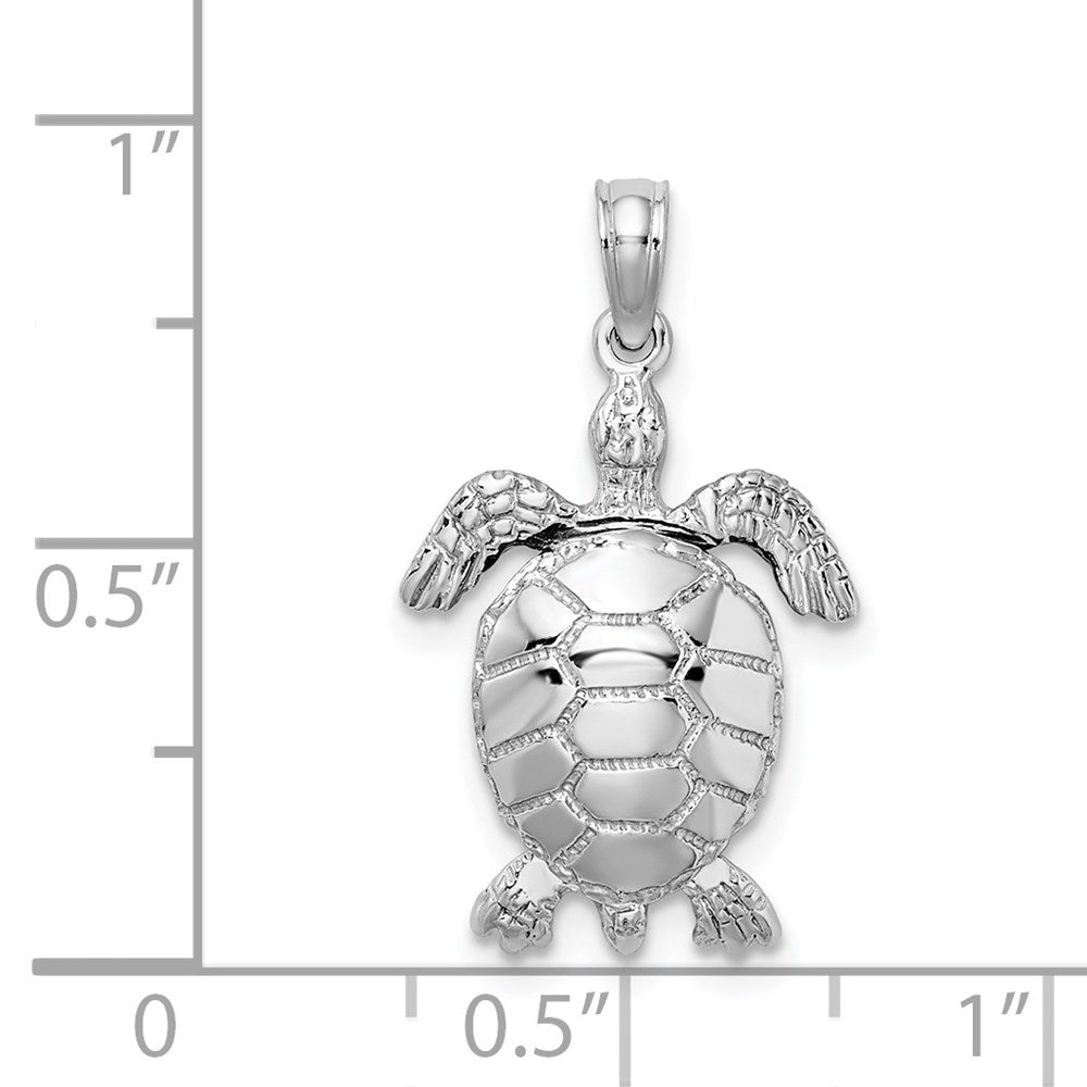 14K Weißgold 3-D beweglicher Meeresschildkröten-Charm