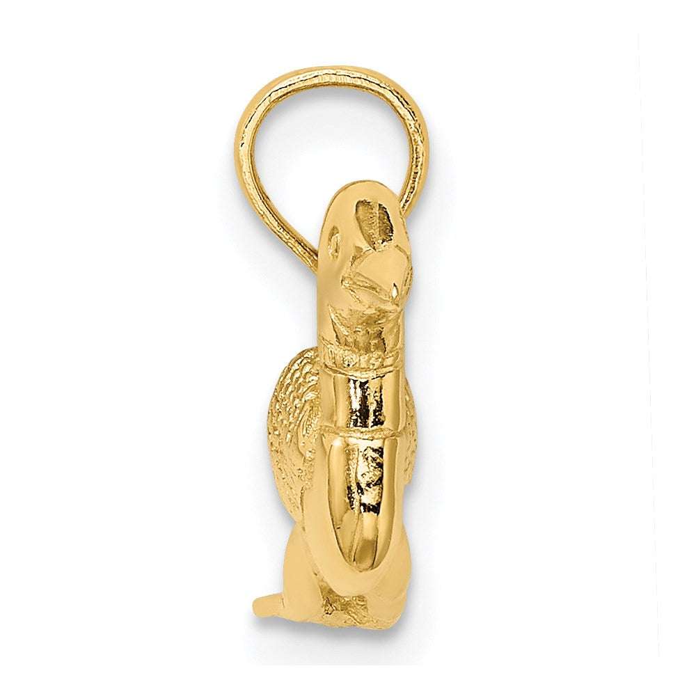 14K Gelbgold massiver polierter dreidimensionaler Enten-Charm