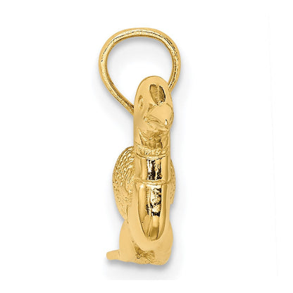 14K Gelbgold massiver polierter dreidimensionaler Enten-Charm