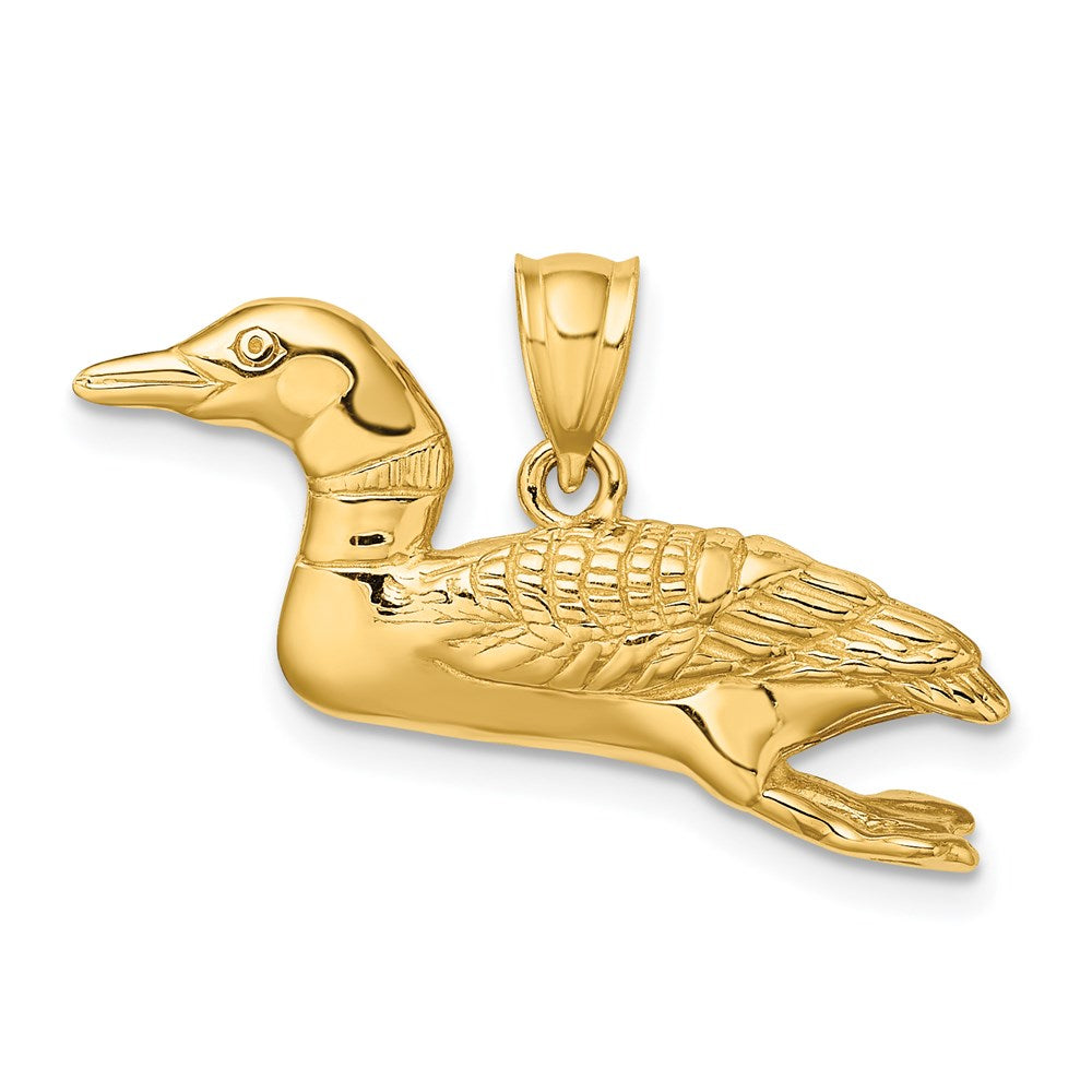 14K Gelbgold Massiv-Charm „Stockente" 3D Poliert