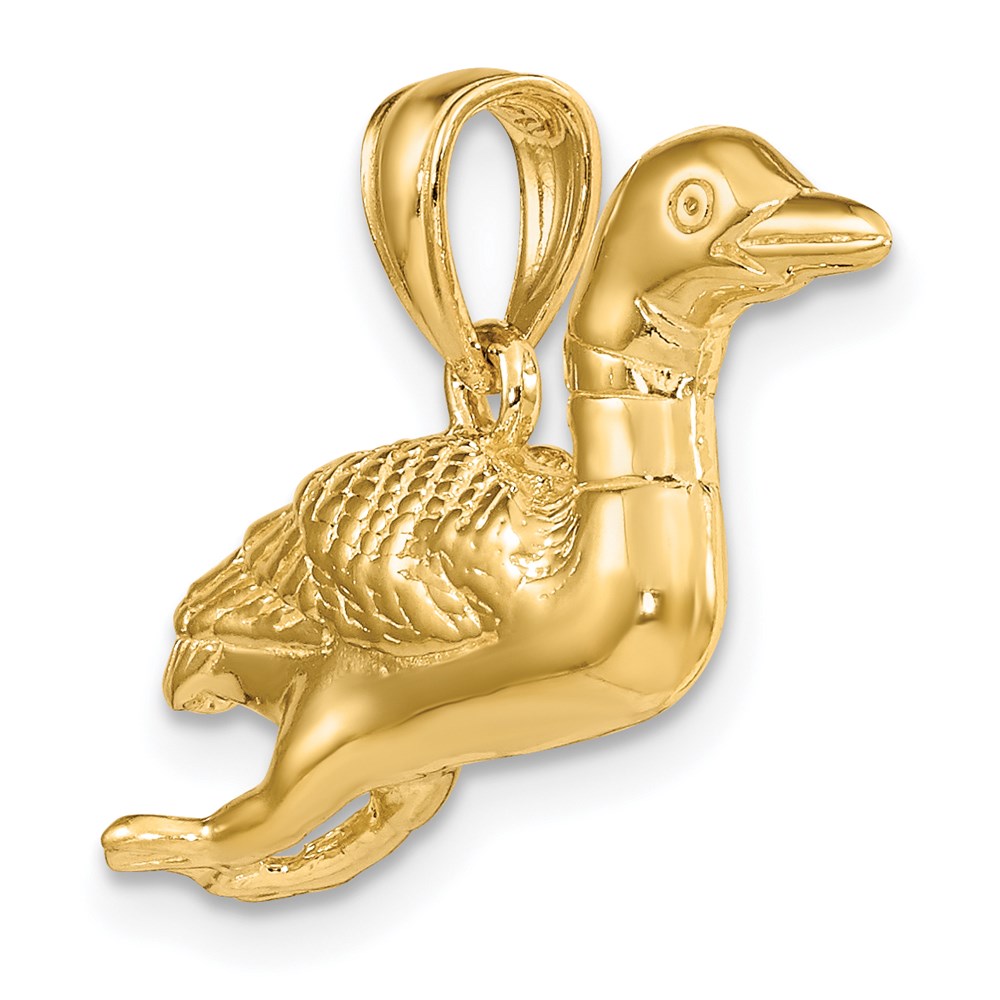 14K Gelbgold Massiv-Charm „Stockente" 3D Poliert