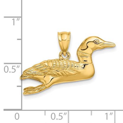 14K Gelbgold Massiv-Charm „Stockente" 3D Poliert
