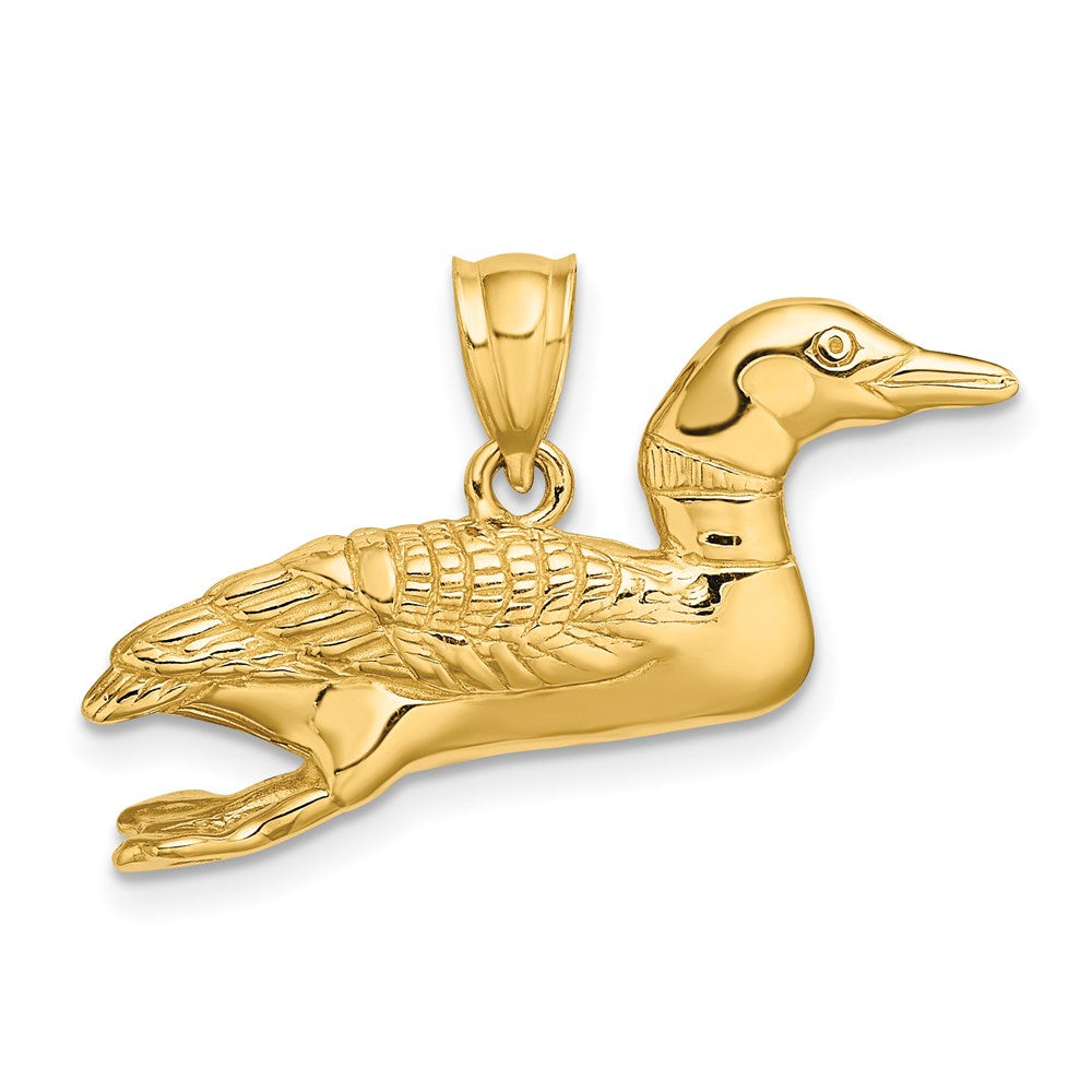 14K Gelbgold Massiv-Charm „Stockente" 3D Poliert