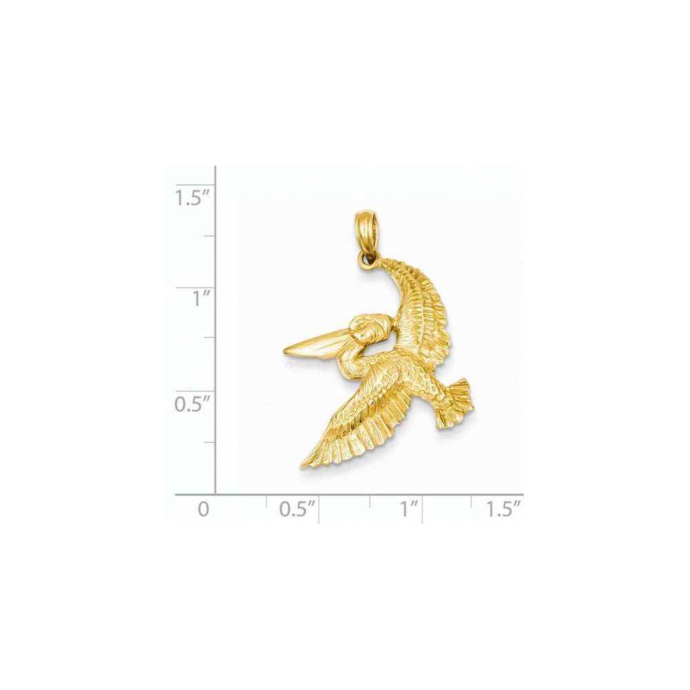 14K Gelbgold massiver polierter offener Anhänger „Fliegender Pelikan“