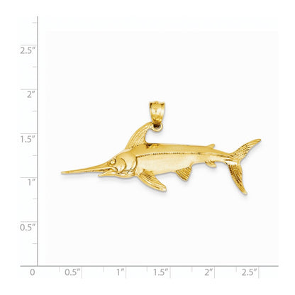 14K Gelbgold Anhänger Schwertfisch, satiniert-poliert, offene Rückseite