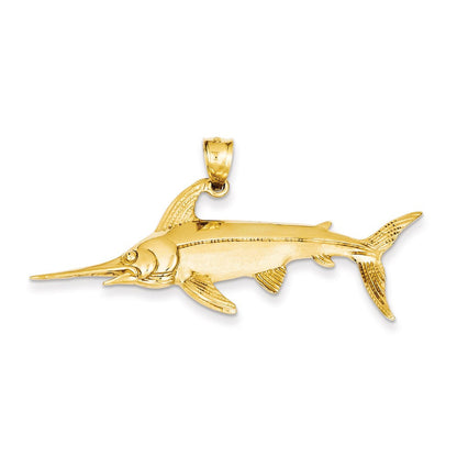 14K Gelbgold Anhänger Schwertfisch, satiniert-poliert, offene Rückseite