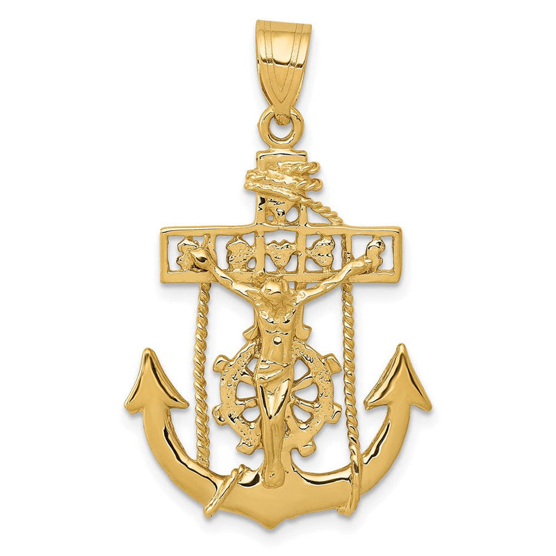 14K Gelbgold Marinerkreuz-Anhänger