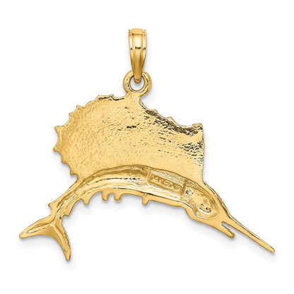 14K Gelbgold Polierter Segelfisch-Anhänger