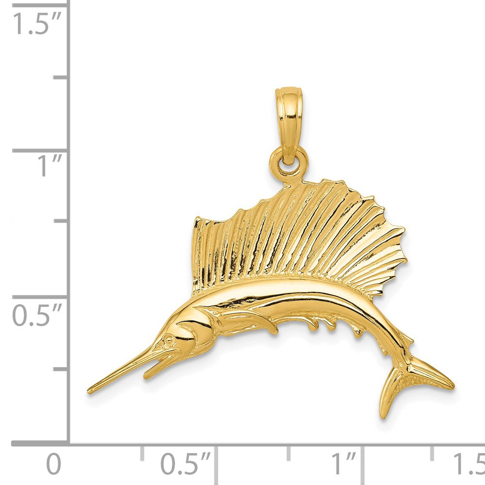 14K Gelbgold Polierter Segelfisch-Anhänger