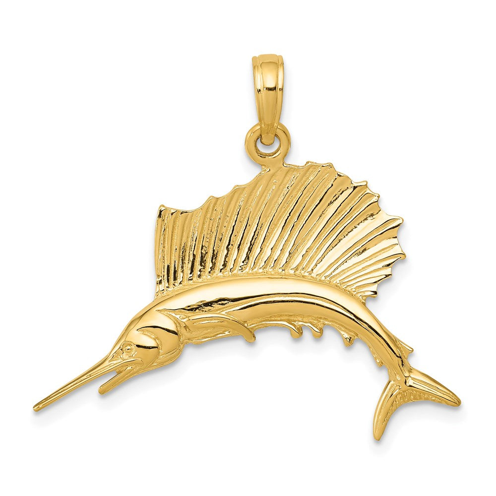 14K Gelbgold Polierter Segelfisch-Anhänger