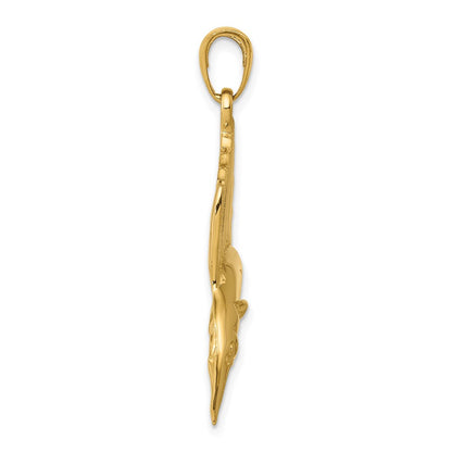 14K Gelbgold Polierter Schwertfisch-Anhänger