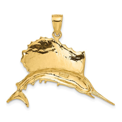 14K Gelbgold Polierter Schwertfisch-Anhänger