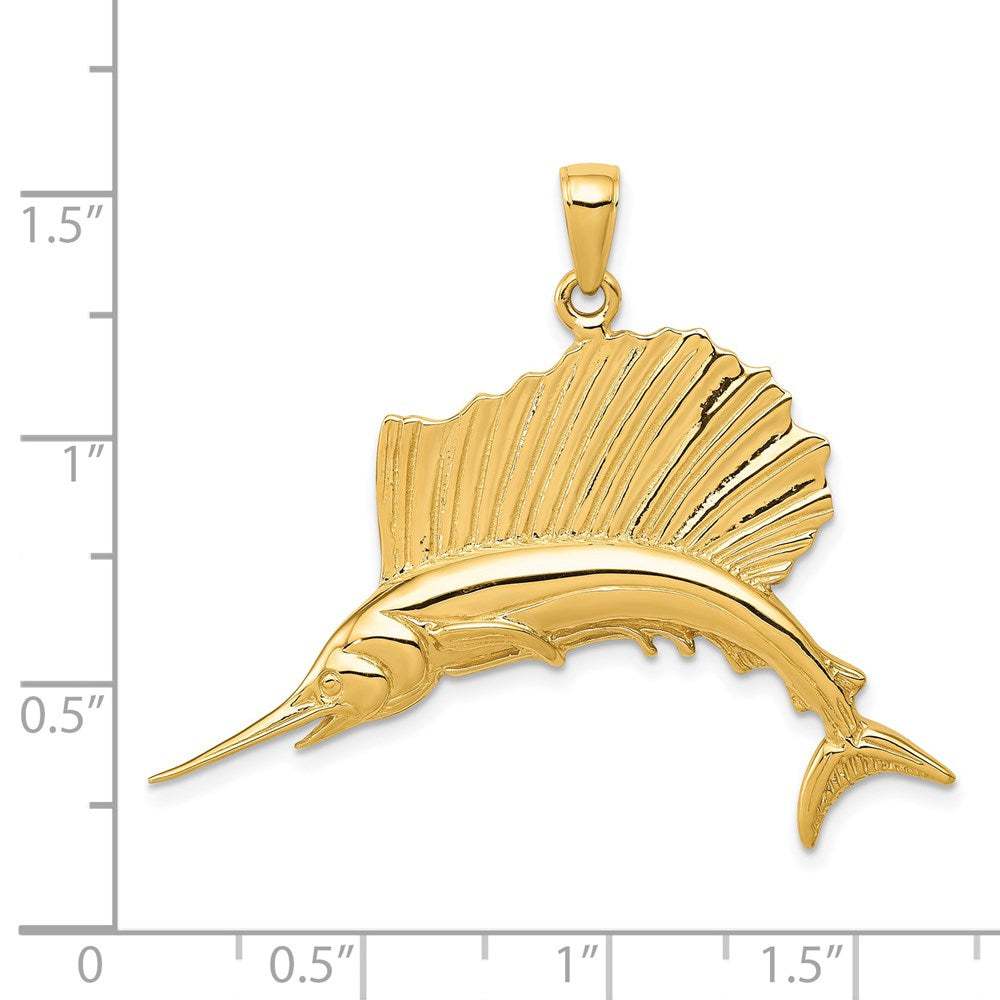 14K Gelbgold Polierter Schwertfisch-Anhänger
