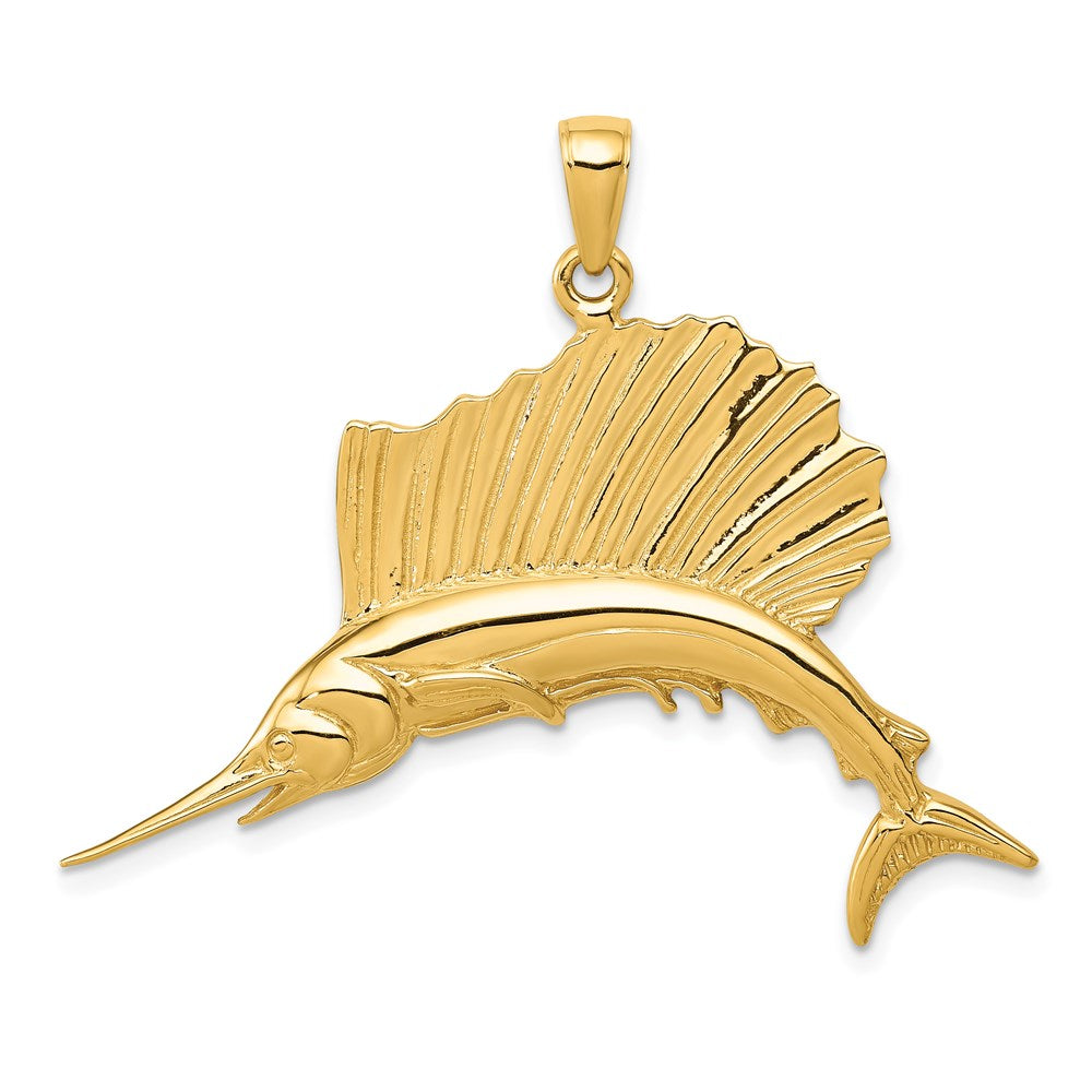 14K Gelbgold Polierter Schwertfisch-Anhänger