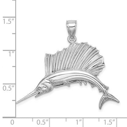 14K Weißgold Segelfisch-Charm poliert