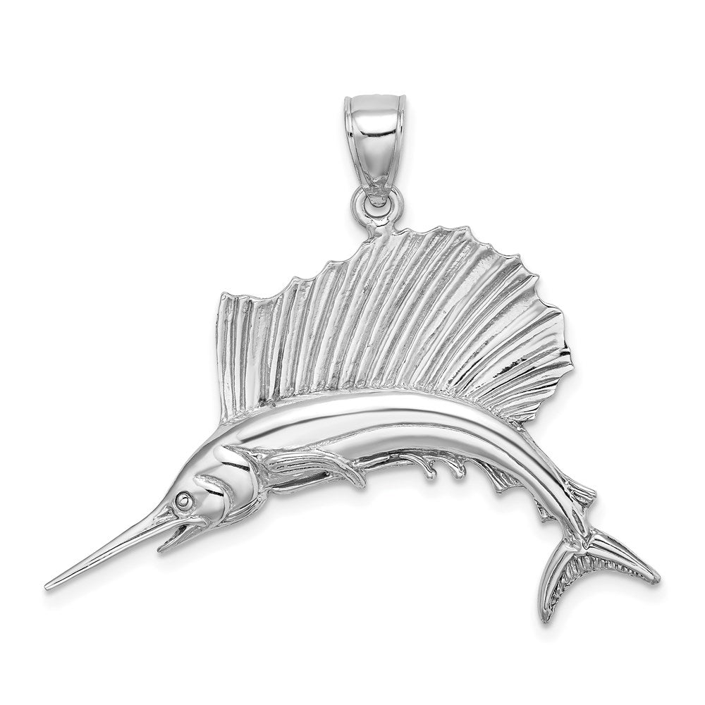 14K Weißgold Segelfisch-Charm poliert