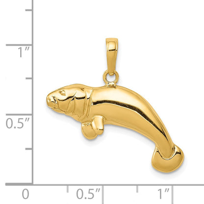 14K Gelbgold Anhänger „Seekuh“, massiv, poliert
