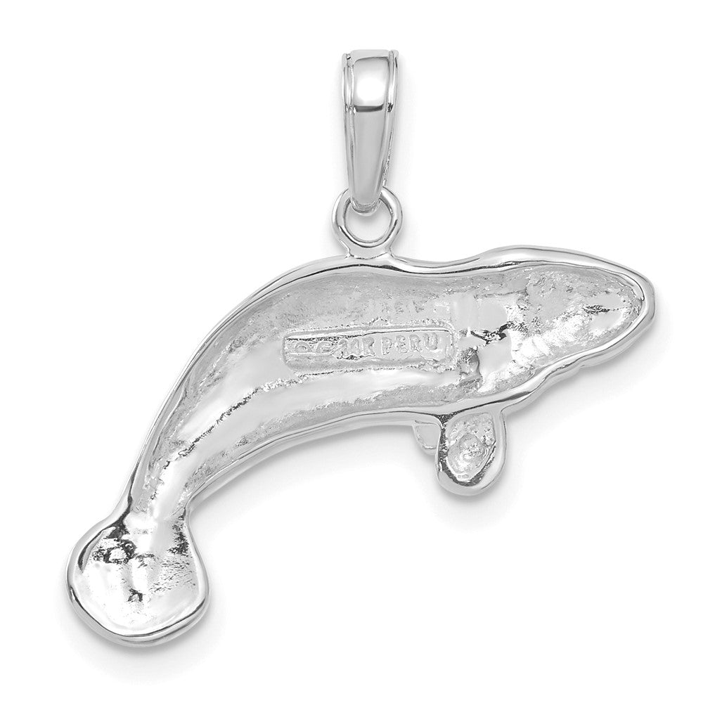 14K Weißgold Solide Polierter Manati-Anhänger