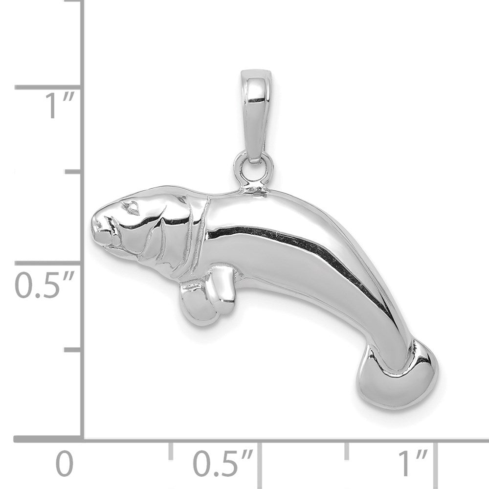 14K Weißgold Solide Polierter Manati-Anhänger