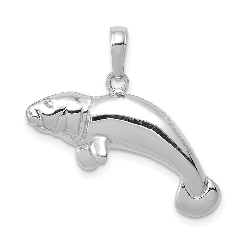 14K Weißgold Solide Polierter Manati-Anhänger