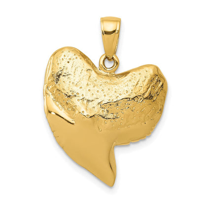 14K Gelbgold massiver polierter 3-D Hai-Zahn-Anhänger