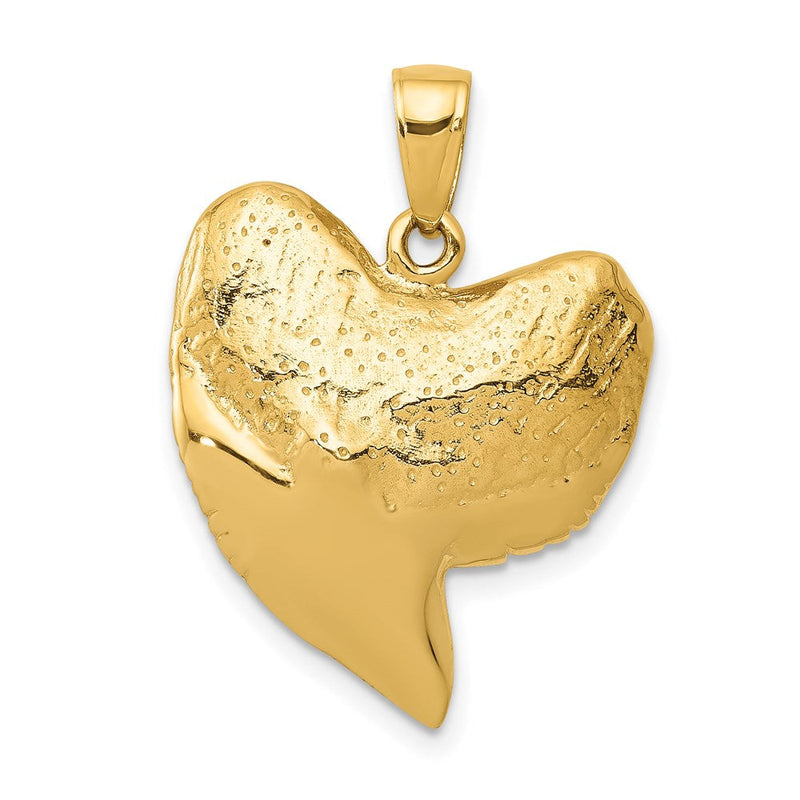 14K Gelbgold massiver polierter 3-D Hai-Zahn-Anhänger
