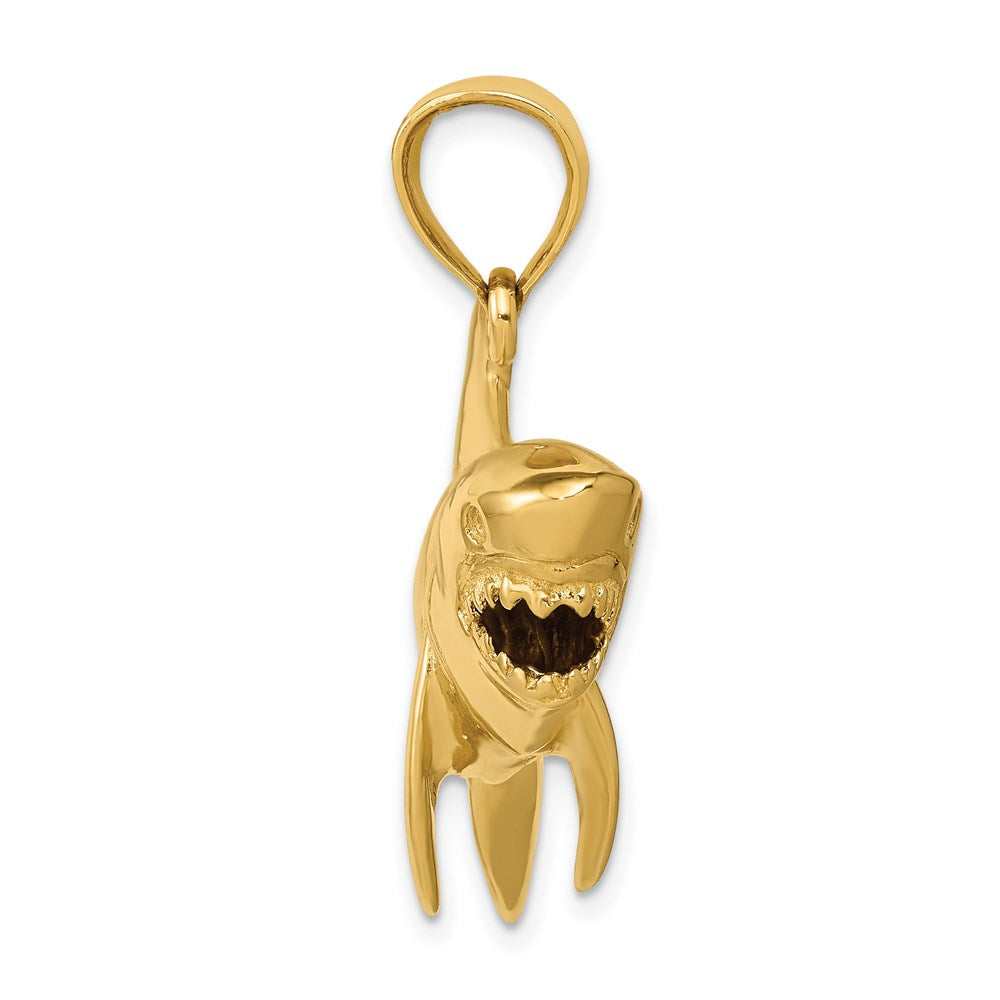 14K Gelbgold Polierter 3-D Anhänger Hai