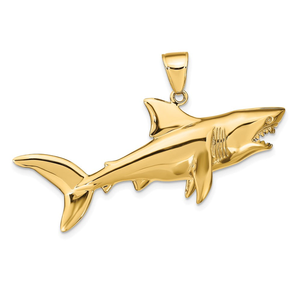 14K Gelbgold Polierter 3-D Anhänger Hai