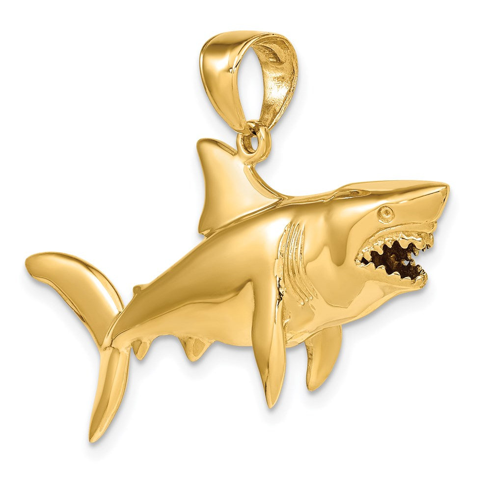 14K Gelbgold Polierter 3-D Anhänger Hai