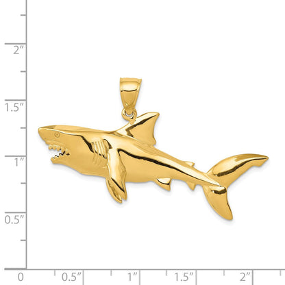 14K Gelbgold Polierter 3-D Anhänger Hai