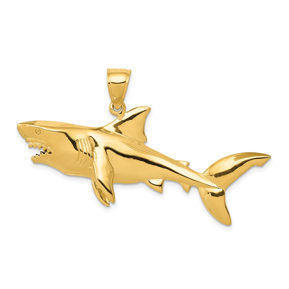 14K Gelbgold Polierter 3-D Anhänger Hai