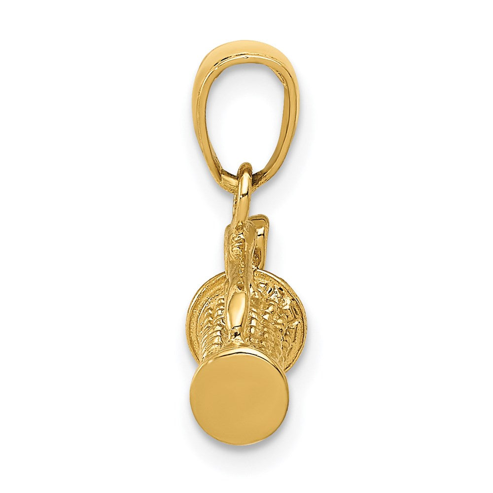 14K Gelbgold Solider Polierter 3-D Golftasche mit Schlägern Charm