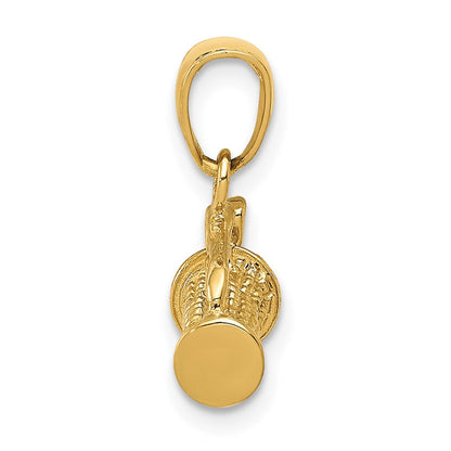 14K Gelbgold Solider Polierter 3-D Golftasche mit Schlägern Charm